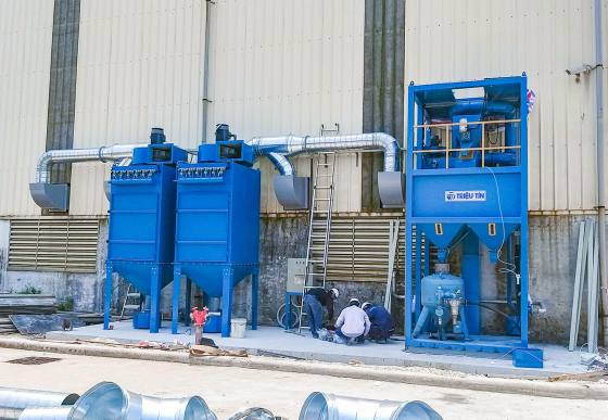 Hệ thống thu hồi, xử lý hạt thép và hút bụi cho Phòng Phun - CTY TNHH Soltec - Hà Nam